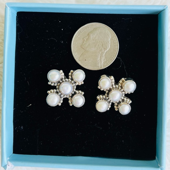 Mother of Pearl Earrings In 925 Sterling Silver. - Picture 3 of 4